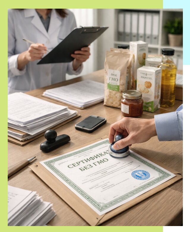 Получение сертификата Без ГМО для продукции в Сланцах